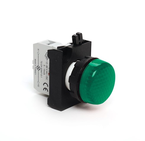 CP Serisi Plastik LED'li 12-30V AC/DC Yeşil 22 mm Sinyal